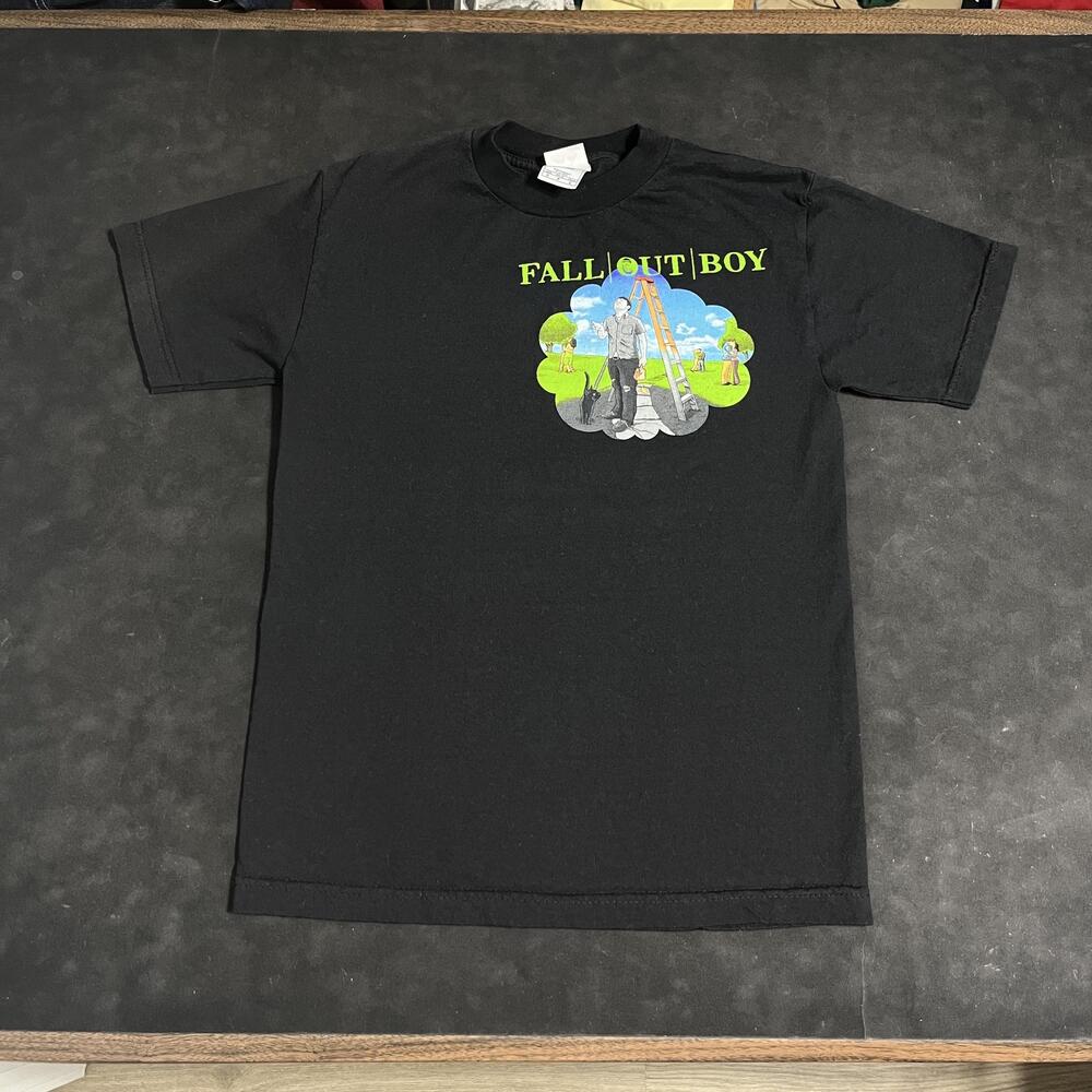 Fall Out Boy Black Clouds Underdogs 2005 Tour Shirt Men S Y2K Black Band Rock